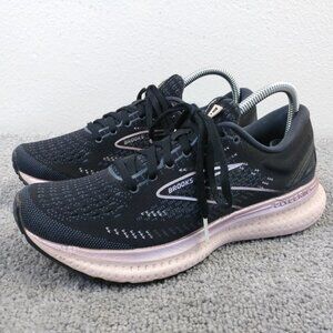 Brooks Glycerin GTS 19 Womens Size 9 Running Shoes Black Pink Trainers Low Top